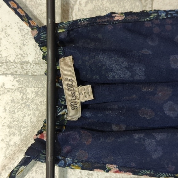 Miss Me Navy Microfloral Tank Cold Shoulder Wrap High-low Dress Size Small - Picture 2 of 7